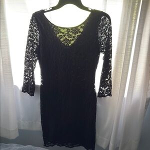 Forever 21 Black Sheath Dress with 3/4 Sleeves